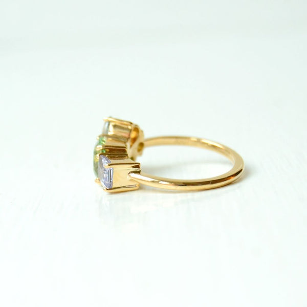 Varnaya Terima 18K Gold Ring w. Sapphires, Tsavorite & Tourmaline