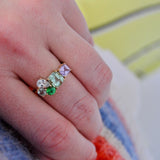 Varnaya Terima 18K Gold Ring w. Sapphires, Tsavorite & Tourmaline