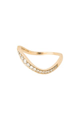 Wave 18K Gold Ring w. Diamonds