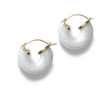 White Swell Gold Plated Hoops w. Beads