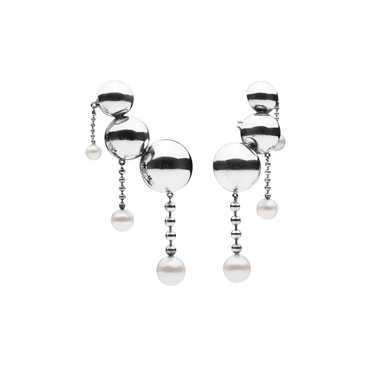 Opposition Pearl Earrings Silver