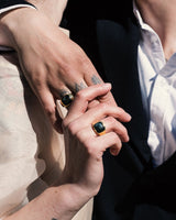 IX Cushion Rhodocrosite Signet 14K Gold Ring