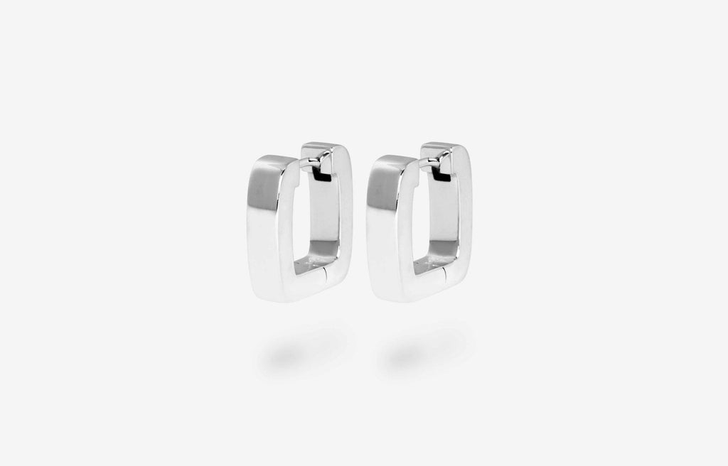 IX Bold Square Silver Hoop