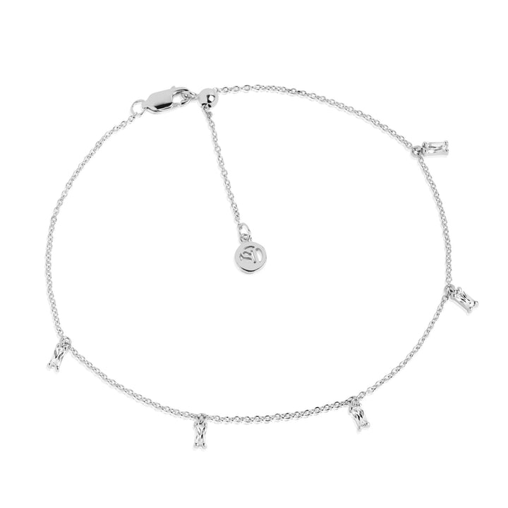 Princess Ankle Kette I Silbernes Fußkettchen I Weißer Zirkon 26 cm