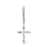 Pavéd Cross Piercing 18K Gold, Whitegold or Rosegold Hoop w. Diamond