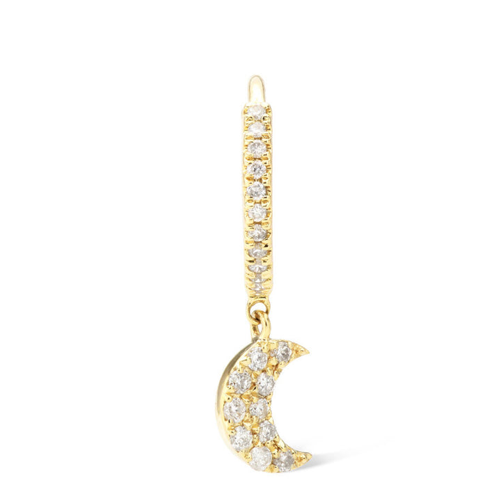Pavéd Måne Piercing 18K Guld, Hvidguld el. Rosaguld Hoop m. Diamant