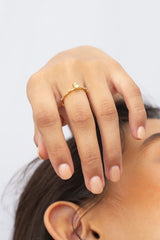 Sanré 18K Gold Ring w. Diamond & Sapphire