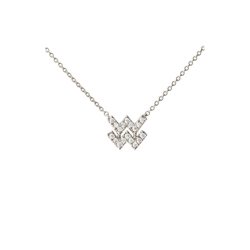 Petit Sign Aquarius 18K Whitegold Necklace w. Diamonds