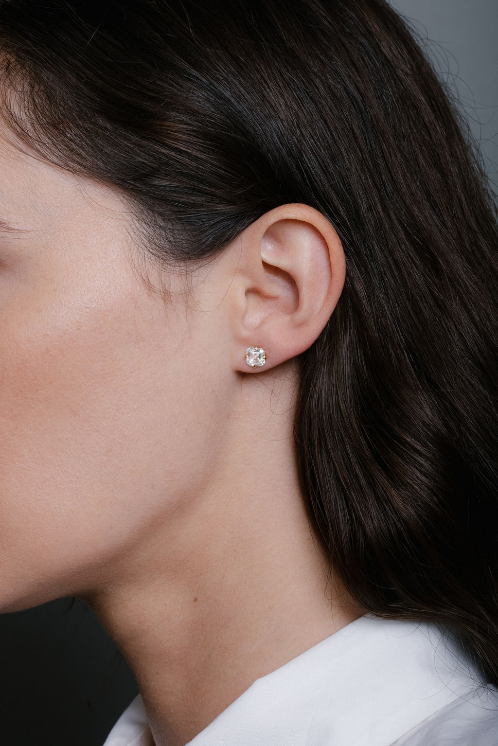 Iconic Asscher 14K Whitegold Studs w. Lab-Grown Diamonds, 0.75 ct.