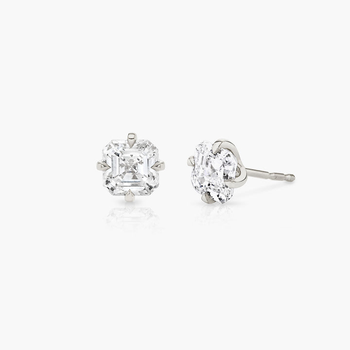 Iconic Asscher 14K Whitegold Studs w. Lab-Grown Diamonds, 0.75 ct.