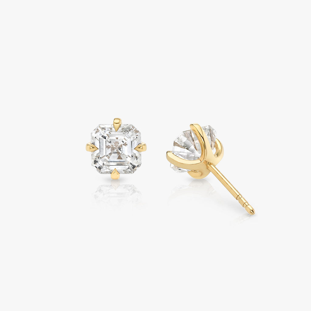 Iconic Asscher 14K Gold Studs w. Lab-Grown Diamonds, 0.75 ct.