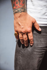 IX Oval Signet Gold Plated Ring