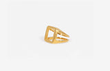 IX Octagon Simple Signet 22K Gold Plated Ring