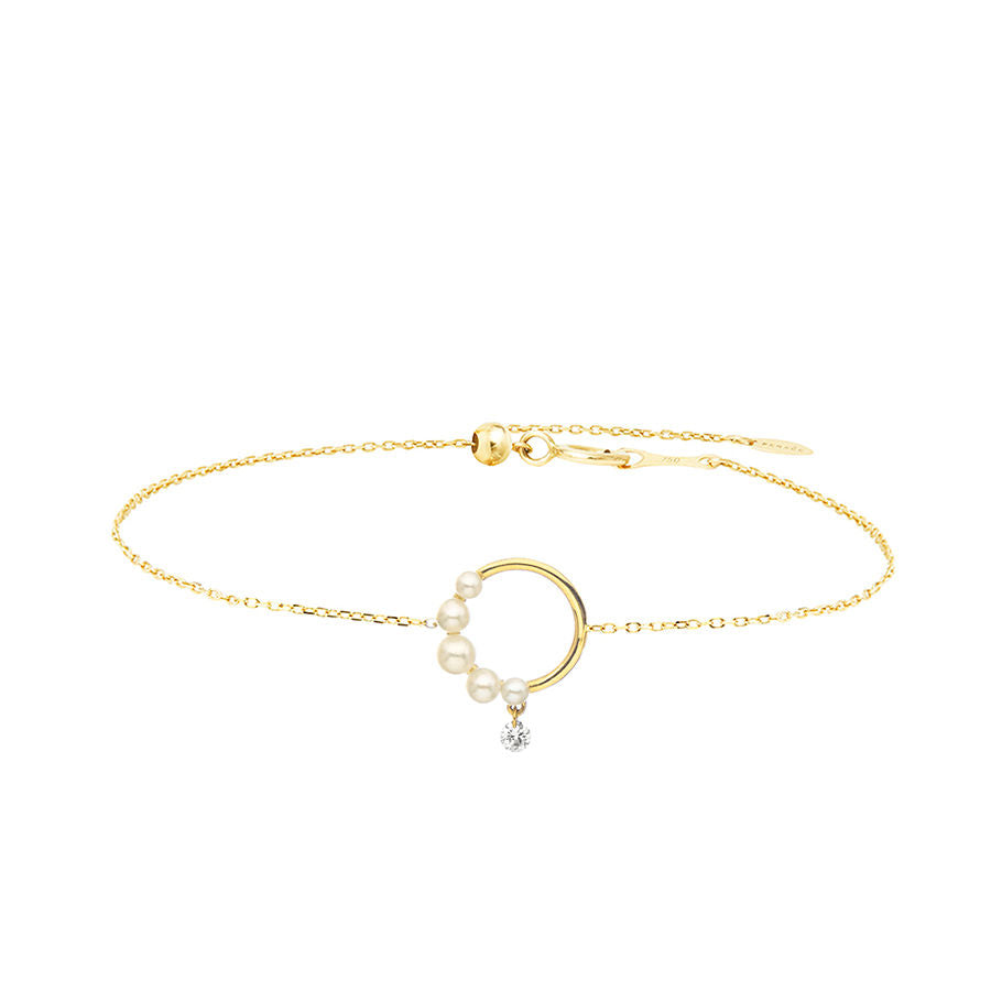 Half Pearl Aphrodite Armband 18K vergoldet I Diamant & Perlen