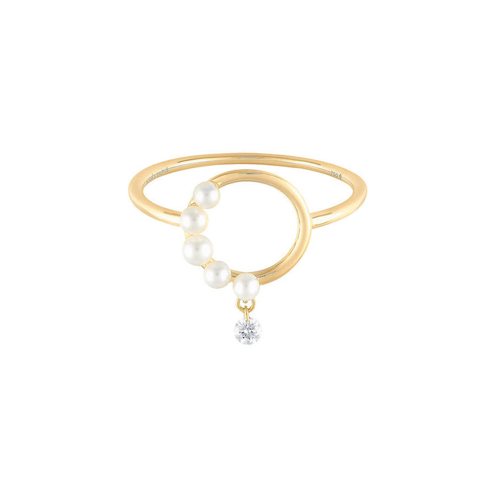 Half Pearl Aphrodite Goldring aus 18K I Diamant & Perlen