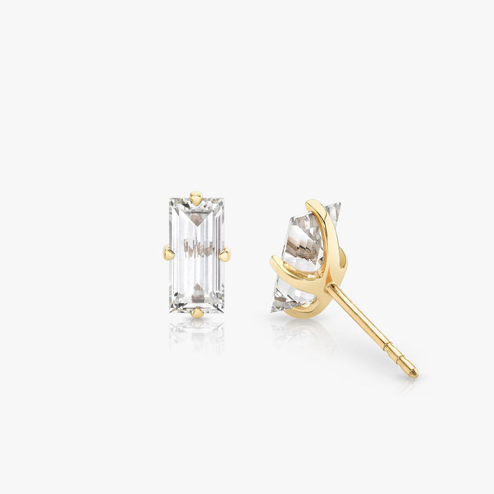 Iconic Baguette 14K Gold Studs w. Lab-Grown Diamonds, 0.75 ct.