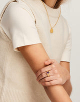 IX Crunchy Ornate Amethyst Signet Gold Plated Ring