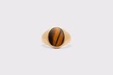 IX Oval Signet Tiger Eye Gold Plated Ring
