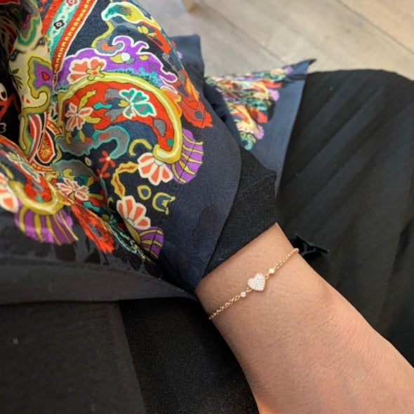 Heart 18K Gold, Rosegold or Whitegold Bracelet w. Diamonds