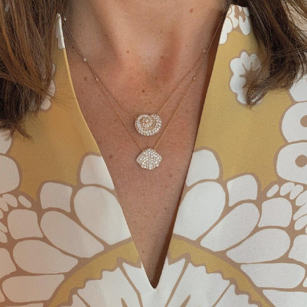 Seashell Dream 18K Gold, Rosegold or Whitegold Necklace w. Diamonds