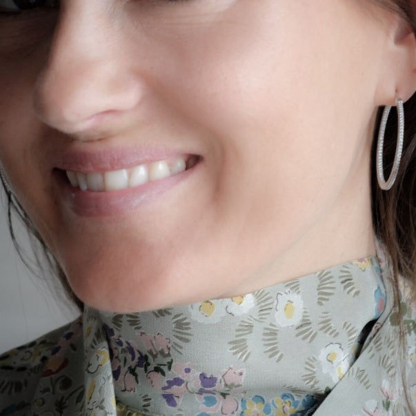 Diamant Reverse 18K Guld, Rosaguld eller Hvidguld Hoops m. Diamanter