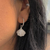 Dream Seashell 18K Gold, Rosegold or Whitegold Hoops w. Diamonds