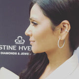 Parallel Small 18K Gold, Rosegold or Whitegold Ear Cuff w. Diamonds