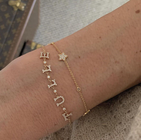 Star Universe 18K Gold, Rosegold or Whitegold Bracelet w. Diamonds