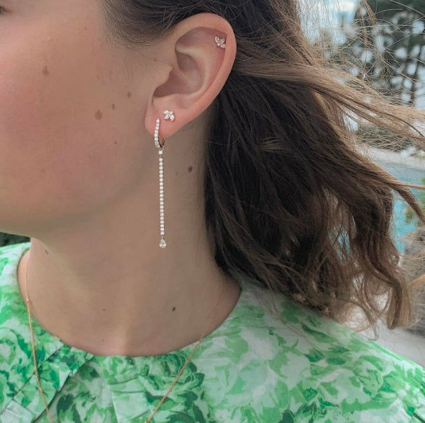 Conscious Leaf 18K Guld, Rosaguld eller Hvidguld Ørestikker m. Diamanter