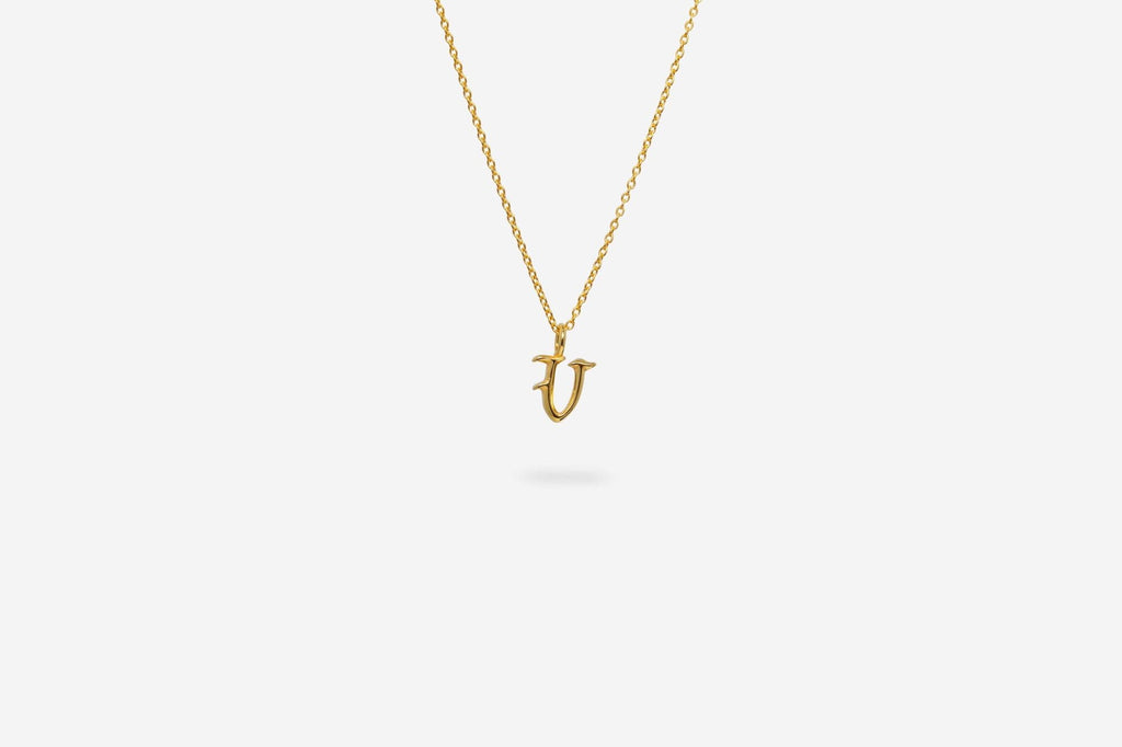 IX V Letter 22K Gold Plated Pendant