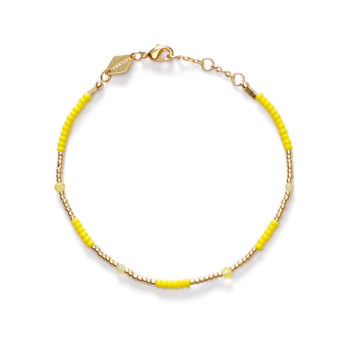 Clemence Forgyldt Armbånd m. Lemon Gule Glasperler