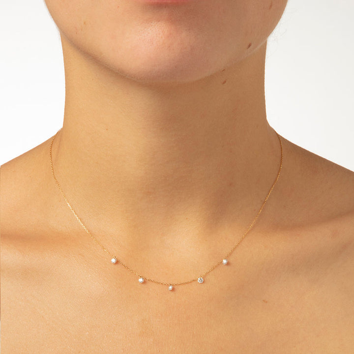 Danaé Halskette aus 18K Gold, Weißgold oder Rosegold I Diamanten, 0.45 Kt.