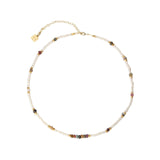 Collar Cassandra 18K Gold Plated Necklace w. Pearls & Tourmaline