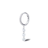Danaé Hanging 3 Piercing Pavé 18K Gold, Whitegold or Rosegold Hoop w. Diamonds