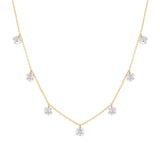 Danaé hanging 18K Gold, Whitegold or Rosegold Necklace w. 7 Diamonds