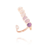 Dancing Open 18K Rosegold Ring w. Diamonds, Quartz, Topaz & Amethyst