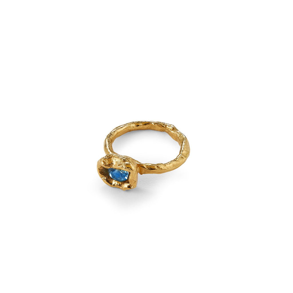 Hestia 9K Goldring I Aquamarin