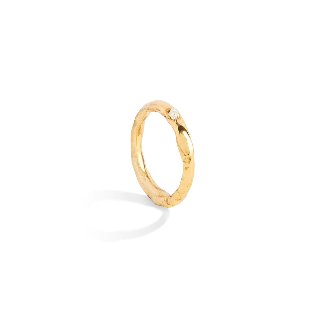 Band 9K Guld Ring m. Ocean Diamant