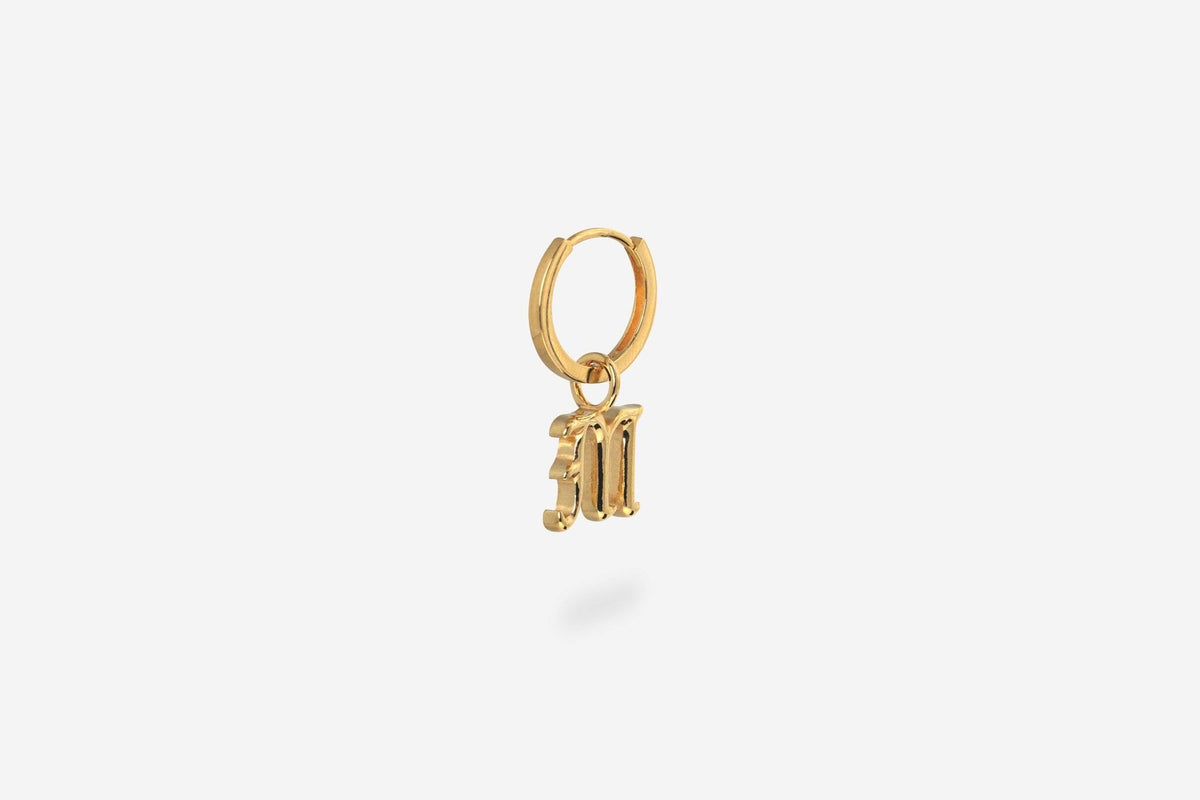 IX M Letter 22K Gold Plated Pendant