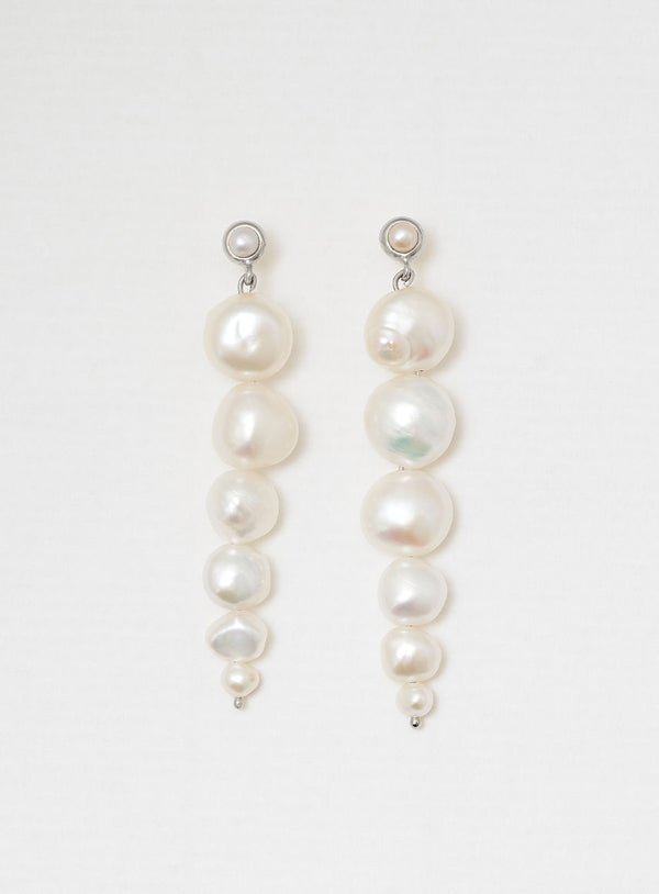 Drop pearl Silver Earring w. Pearls