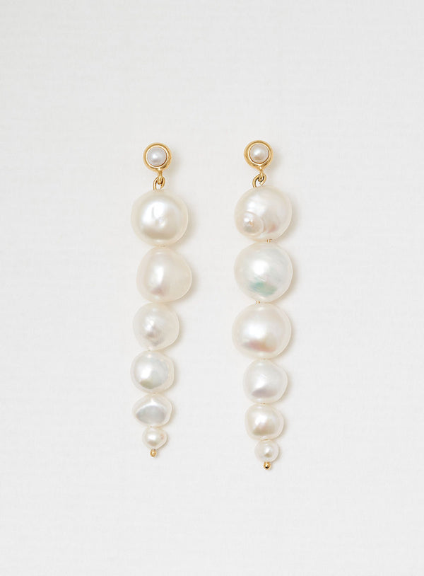 Drop pearl Gold Plated Earring w. Pearls