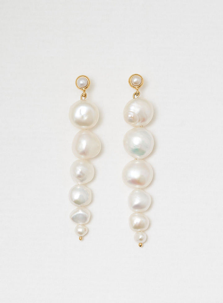 Drop pearl Gold Plated Earring w. Pearls