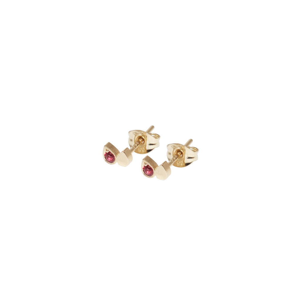 Duo Tears 14K Gold Earrings w. Sapphire