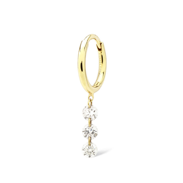 Danaé Hanging 3 Piercing 18K Gold Hoop w. Diamonds