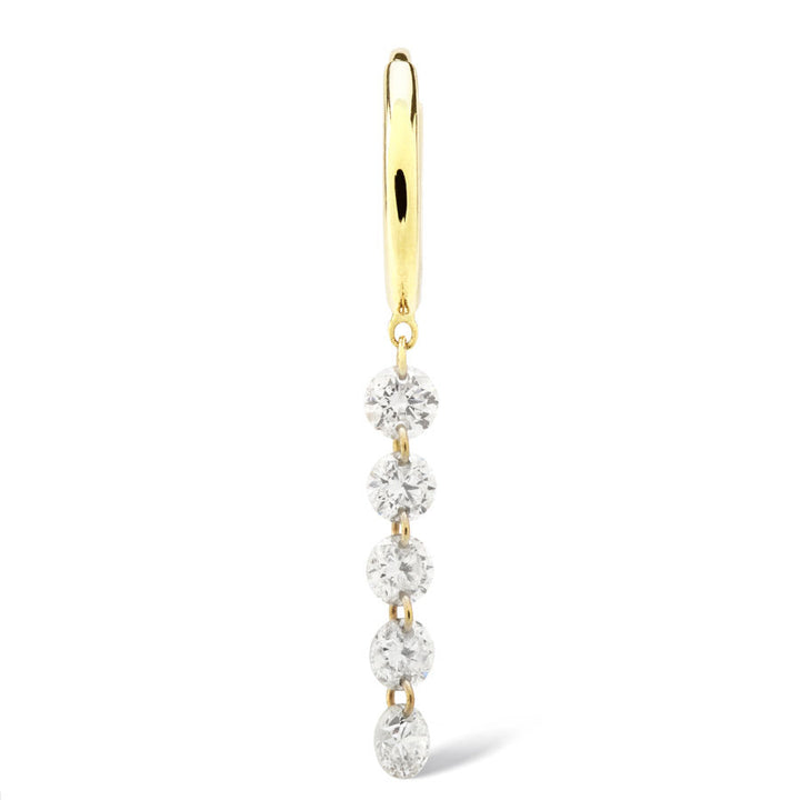 Danaé Hanging 5 Piercing 18K Gold Hoop w. Diamonds