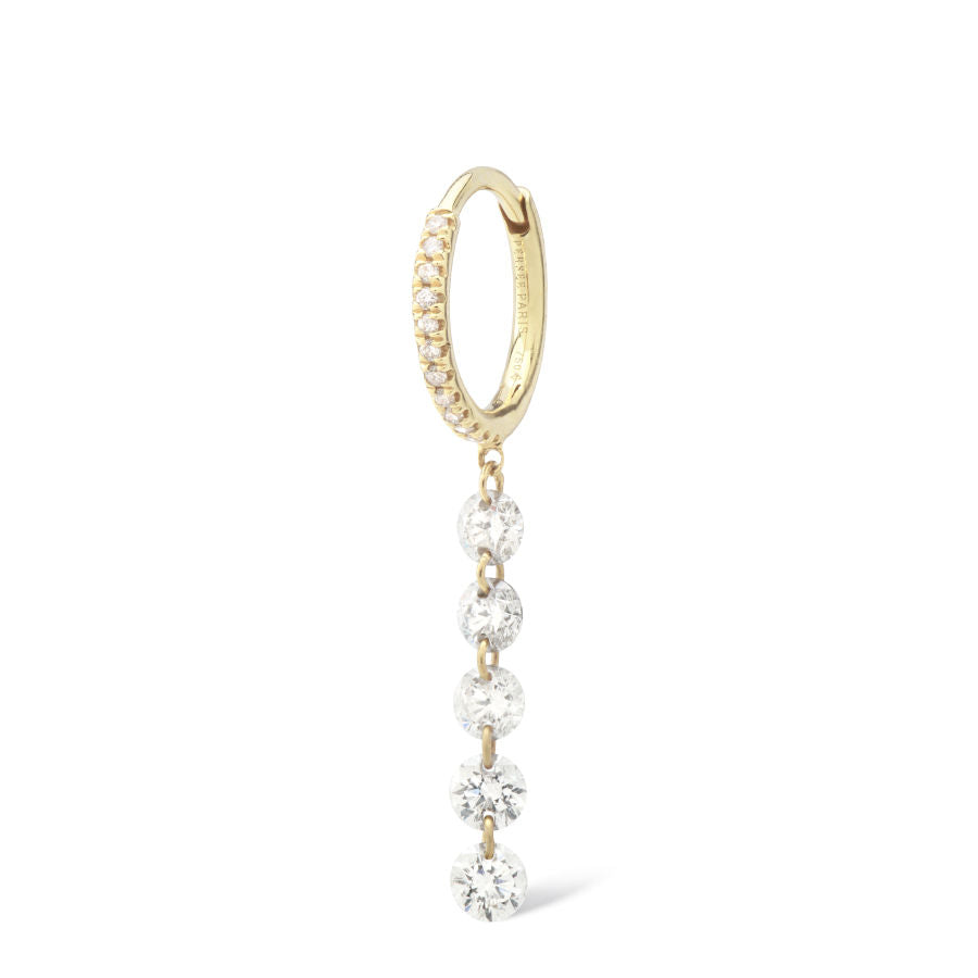 Danaé Hanging 5 Piercing Pavé 18K Gold, Whitegold or Rosegold Hoop w. Diamonds