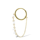 Danaé Hanging 5 Chain Piercing 18K Gold or Whitegold Hoop w. Diamonds