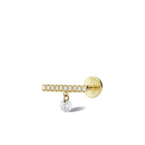 Pavé Hanging Bar Piercing 18K Gold Stud w. Diamonds
