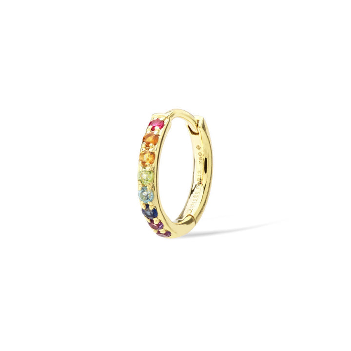 Multicolor Piercing 18K Guld Hoop m. Diamanter