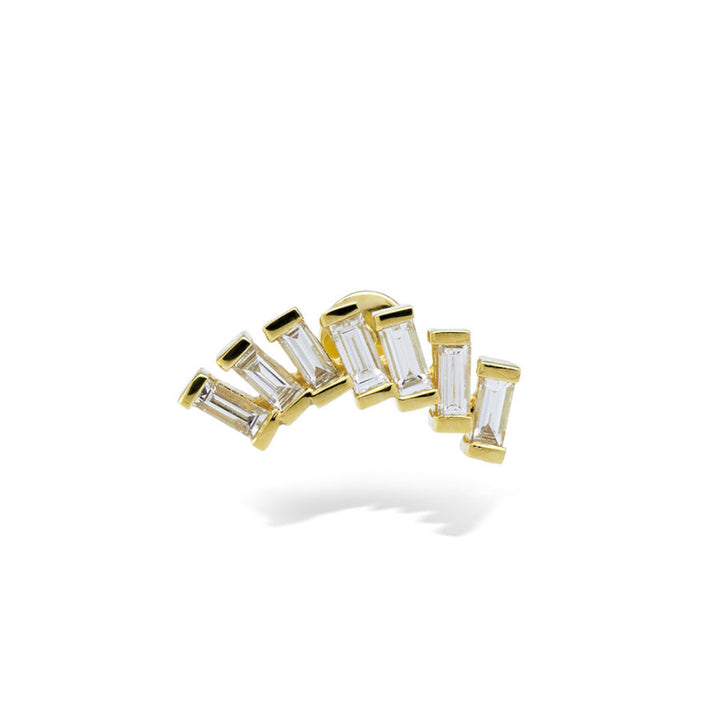 Bar Line Piercing 18K Gold, Whitegold or Rosegold Stud w. Diamonds